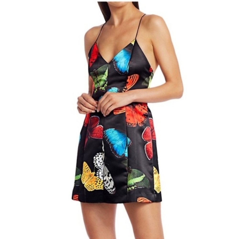 Alice + Olivia Tayla Butterfly Print Minidress Size 4 - Picture 4 of 15
